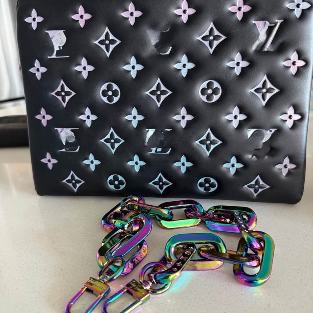 Louis Vuitton Black Monogram with Iridescent Chain